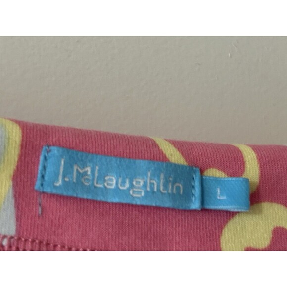 J McLaughlin Size Large Pink Chain link Print 3/4 Sleeve Top Nautical Preppy - Picture 5 of 9